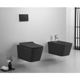 CERANO - WC závěsné Felci, Vortex - vírové splachování + Slim/SoftClose sedátko - černá matná - 55,5x36 cm