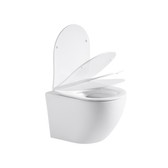 CERANO - WC závěsné Verde, Rimless + Slim/UF sedátko - bílá lesklá - 49x36 cm