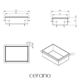 CERANO - Zápustná polička/nika do obkladu - černá matná - 30x20x10 cm