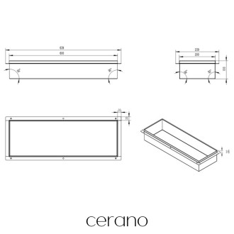 CERANO - Zápustná polička/nika do obkladu - černá matná - 60x20x10 cm