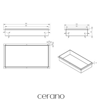 CERANO - Zápustná polička/nika do obkladu - nerezová  - 60x30x10 cm