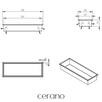 CERANO - Zápustná polička/nika s okrajem do obkladu - bílá matná - 60x20x10 cm