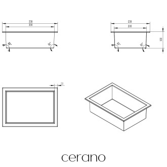 CERANO - Zápustná polička/nika s okrajem do obkladu - černá matná - 30x20x10 cm