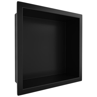 CERANO - Zápustná polička/nika s okrajem do obkladu - černá matná - 30x30x10 cm