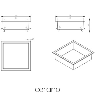 CERANO - Zápustná polička/nika s okrajem do obkladu - černá matná - 30x30x10 cm