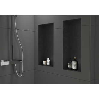 CERANO - Zápustná polička/nika s okrajem do obkladu - černá matná - 90x30x10 cm