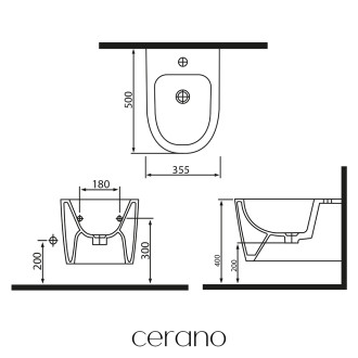 CERANO - Bidet závěsný Puerto - bílá lesklá - 35x50 cm