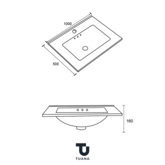 TUANA - Keramické nábytkové umyvadlo Fano - bílá - 100x50 cm