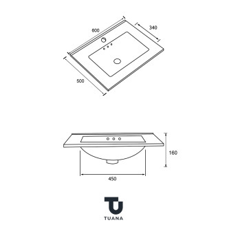 TUANA - Keramické nábytkové umyvadlo Fano - bílá - 60x50 cm