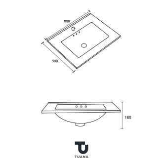 TUANA - Keramické nábytkové umyvadlo Fano - bílá - 80x50 cm