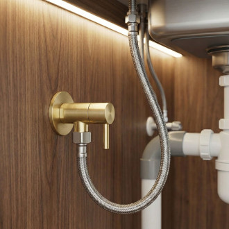 Rohový ventil 1/2" x 3/8" Brush Gold