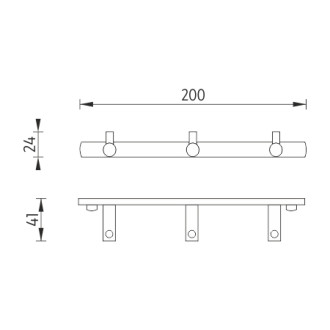 Černý trojháček s jednoduchými háčky