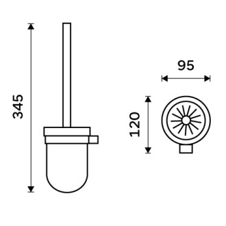Černý toaletní WC kartáč