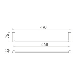 Černý držák na ručníky, 47 cm