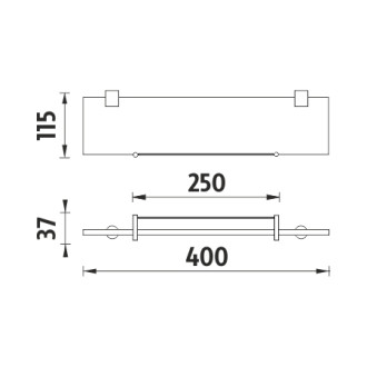 Černá police s ohrádkou, 40 cm