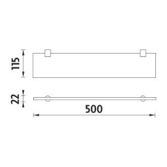 Černá police bez ohrádky, 50 cm