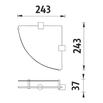 Černá police rohová s ohrádkou