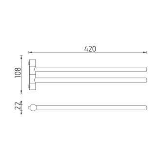 Černý držák na ručníky otočný, 42 cm
