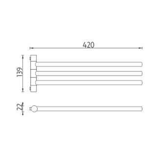 Černý držák na ručníky otočný, 42 cm