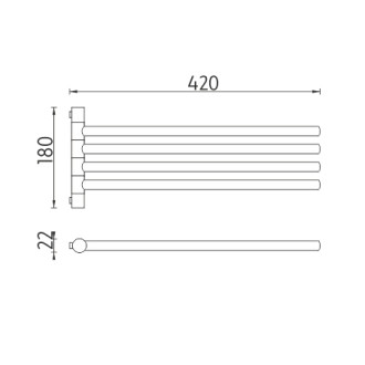 Černý držák na ručníky otočný, 42 cm