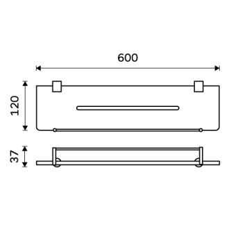 Černá police IXI s ohrádkou, 60 cm