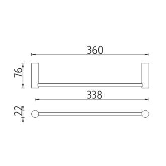 Černý držák na ručníky, 36 cm