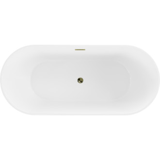 Mexen Flavia wanna wolnostojąca 150 x 75 cm, biała, przelew złoty - 54031507500-G