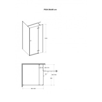 Čtvercový sprchový kout PIXA BLACK