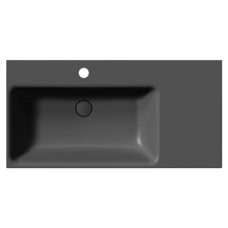 NUBES keramické umyvadlo 100x50cm, s odkládací plochou vpravo, černá mat