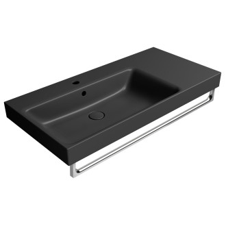 NUBES keramické umyvadlo 100x50cm, s odkládací plochou vpravo, černá mat