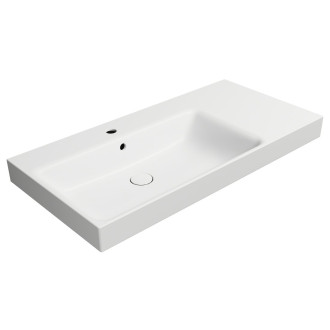NUBES keramické umyvadlo 100x50cm, s odkládací plochou vpravo, bílá mat