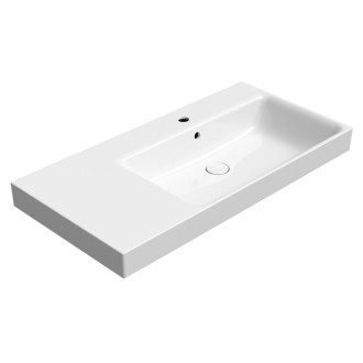 NUBES keramické umyvadlo 100x50cm, s odkládací plochou vlevo, bílá ExtraGlaze
