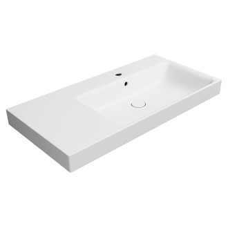 NUBES keramické umyvadlo 100x50cm, s odkládací plochou vlevo, bílá mat