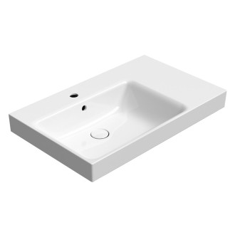 NUBES keramické umyvadlo 80x50cm, s odkládací plochou vpravo, bílá ExtraGlaze