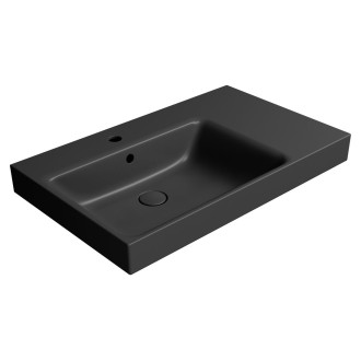 NUBES keramické umyvadlo 80x50cm, s odkládací plochou vpravo, černá mat