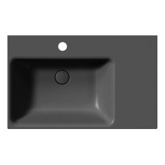 NUBES keramické umyvadlo 80x50cm, s odkládací plochou vpravo, černá mat