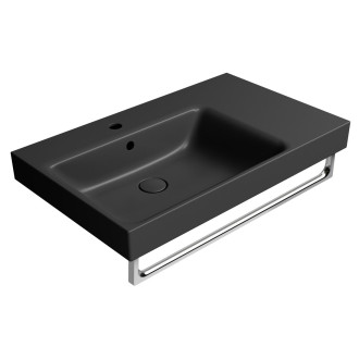 NUBES keramické umyvadlo 80x50cm, s odkládací plochou vpravo, černá mat