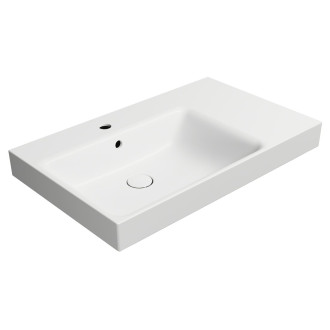 NUBES keramické umyvadlo 80x50cm, s odkládací plochou vpravo, bílá mat