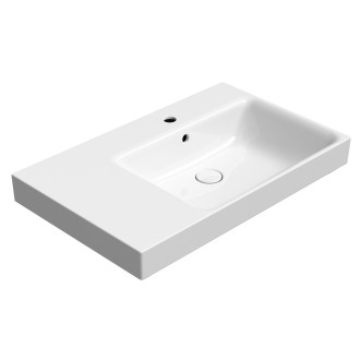 NUBES keramické umyvadlo 80x50cm, s odkládací plochou vlevo, bílá ExtraGlaze