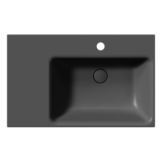 NUBES keramické umyvadlo 80x50cm, s odkládací plochou vlevo, černá mat