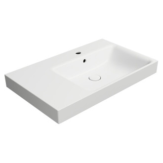 NUBES keramické umyvadlo 80x50cm, s odkládací plochou vlevo, bílá mat