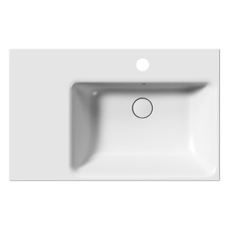 NUBES keramické umyvadlo 80x50cm, s odkládací plochou vlevo, bílá mat