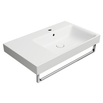 NUBES keramické umyvadlo 80x50cm, s odkládací plochou vlevo, bílá mat