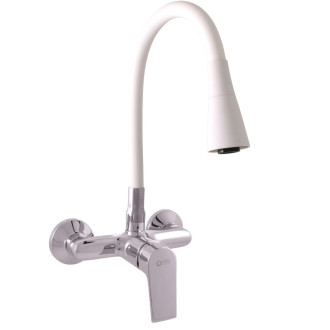 COLORADO Baterie dřezová s otoč.ramínkem se sprchou, bílé-rozteč 150mm chrom CO102.5/13CB