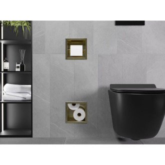 Mexen X-Wall-BP uchwyt na papier toaletowy z magazynkiem, złoty szczotkowany - 1954