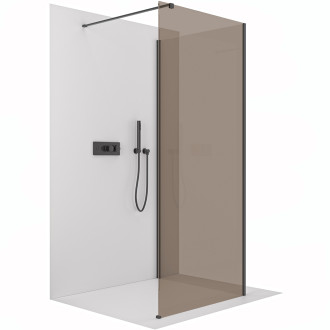 CERANO - Sprchová zástěna Walk-in Onyx Corner Cube L/P - 8 mm - hranatá vzpěra - černá matná, bronzové sklo - 130x70x200 cm