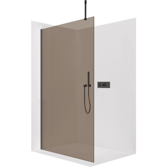 CERANO - Sprchová zástěna Walk-in Onyx Top Cube L/P - 8 mm - hranatá vzpěra - černá matná, bronzové sklo - 120x200 cm