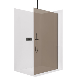 CERANO - Sprchová zástěna Walk-in Onyx Top Cube L/P - 8 mm - hranatá vzpěra - černá matná, bronzové sklo - 60x200 cm