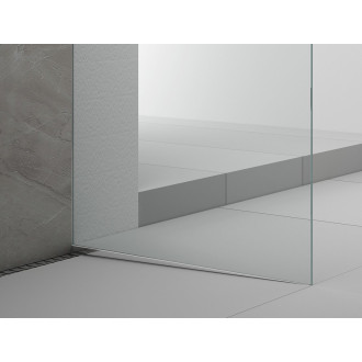 ARCHITEX sada pro uchycení skla podlaha-stěna se spádovou lištou, 1615x2105mm, pravá, leštěný hliník