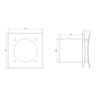 EIRA koupelnový ventilátor axiální s časovačem, 15W, potrubí 100mm, černá